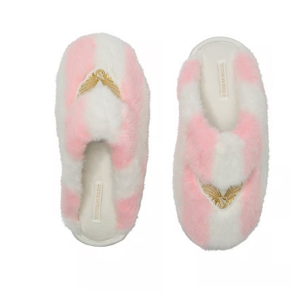 NWT Heritage Wide Stripe VICTORIA'S SECRET Luxe Plush Slippers Sz M